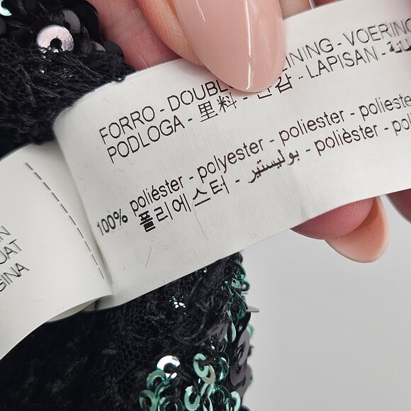 Zara Black Sequin midi skirt holiday gala Christmas formal slit - Picture 5 of 12